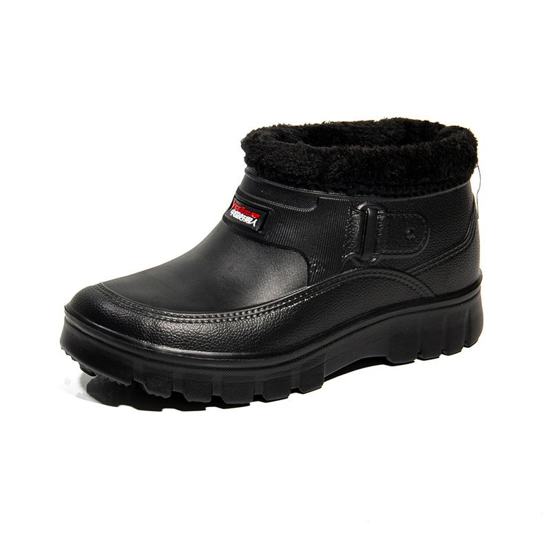 Waterproof cotton boots rain shoes velvet medium tube cotton shoes men's outdoor winter men's shoes cotton shoes snow boots men's casual shoes_voghion.com