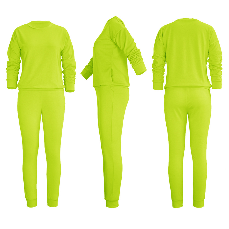 Set da donna casual in due pezzi a maniche lunghe tinta unita multicolore da strada_voghion.com