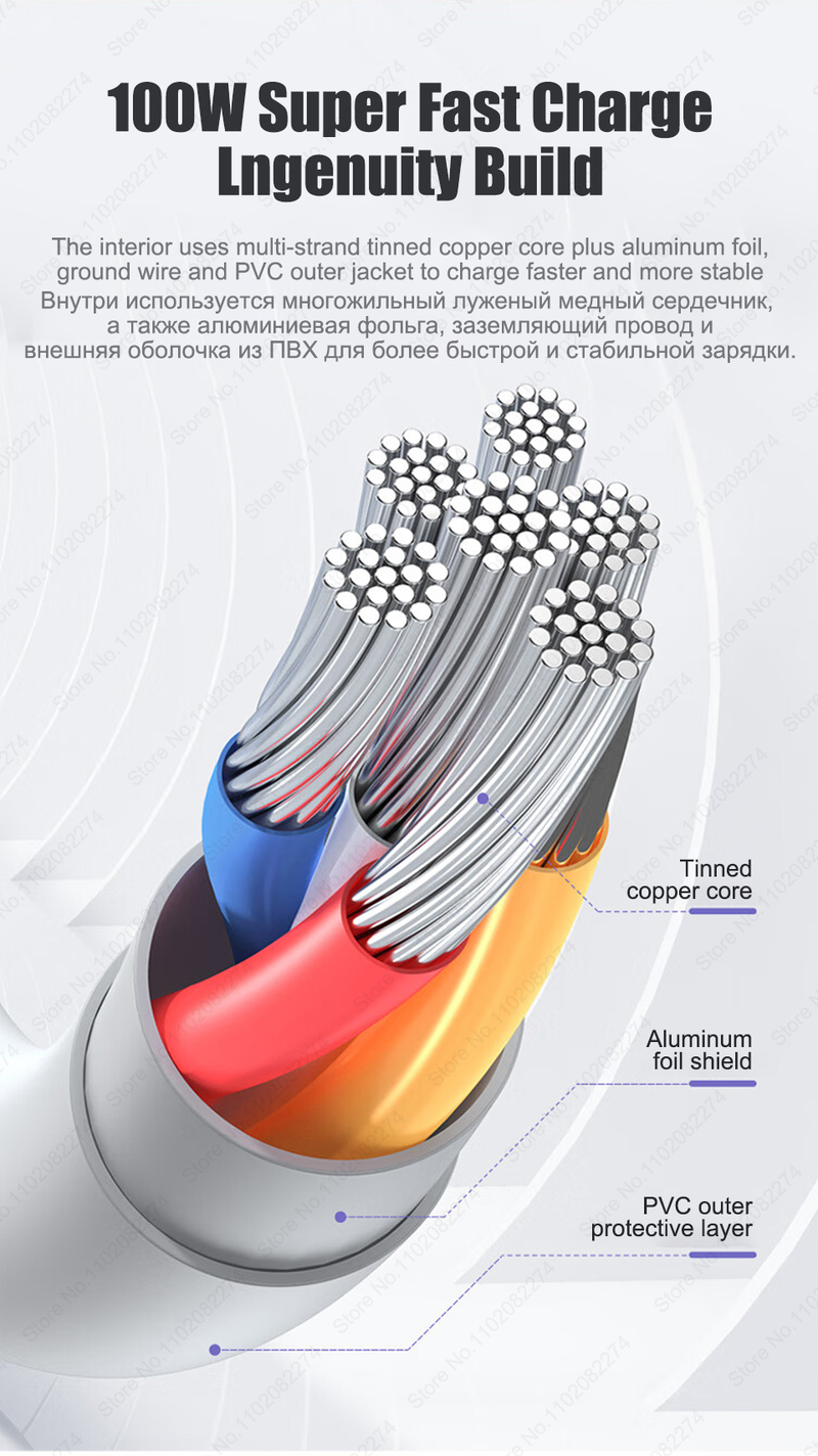 100 W-os USB C típusú szupergyors töltőkábel Xiaomi Mi 12T Pro készülékhez, gyors töltő adatkábel Huawei P50 Oneplus Realme kiegészítőkhöz_voghion.com