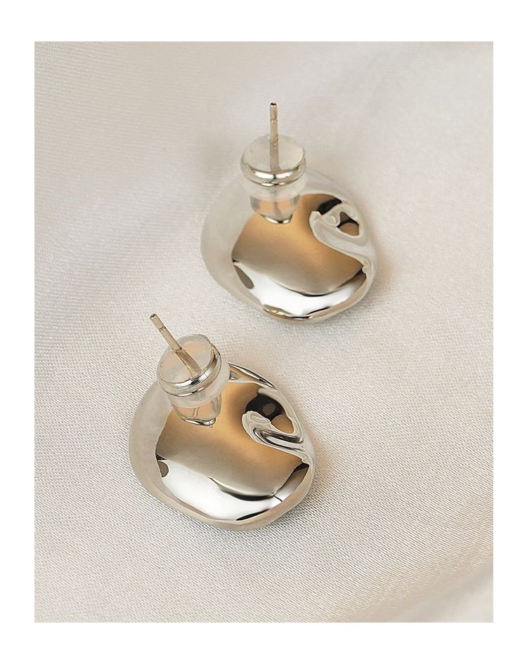 Design di nicchia francese orecchini rotondi lucidi pesanti orecchini femminili in stile freddo tendenza versione coreana minimalista_voghion.com