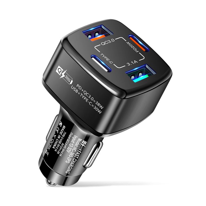 Müzik Festivali Dörtlü 38wPD+qc3.0 3.1A 2USB+Type-c hızlı şarjlı çift hatlı araç şarj cihazı_voghion.com
