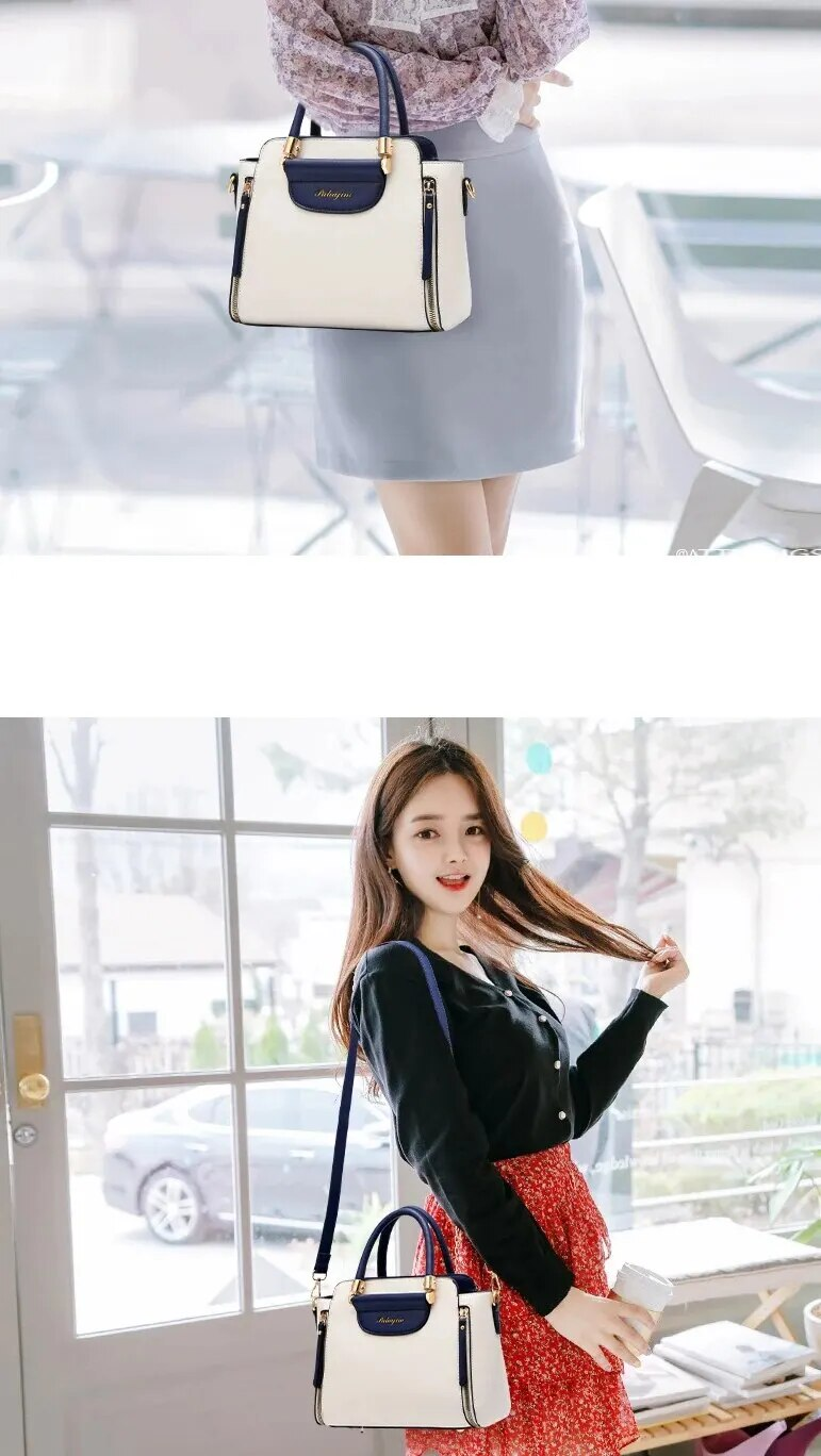 Fashion Color Contrast Handbag, ing Striped Crossbody Bag, Women's Elegant Office & Work Purse_voghion.com