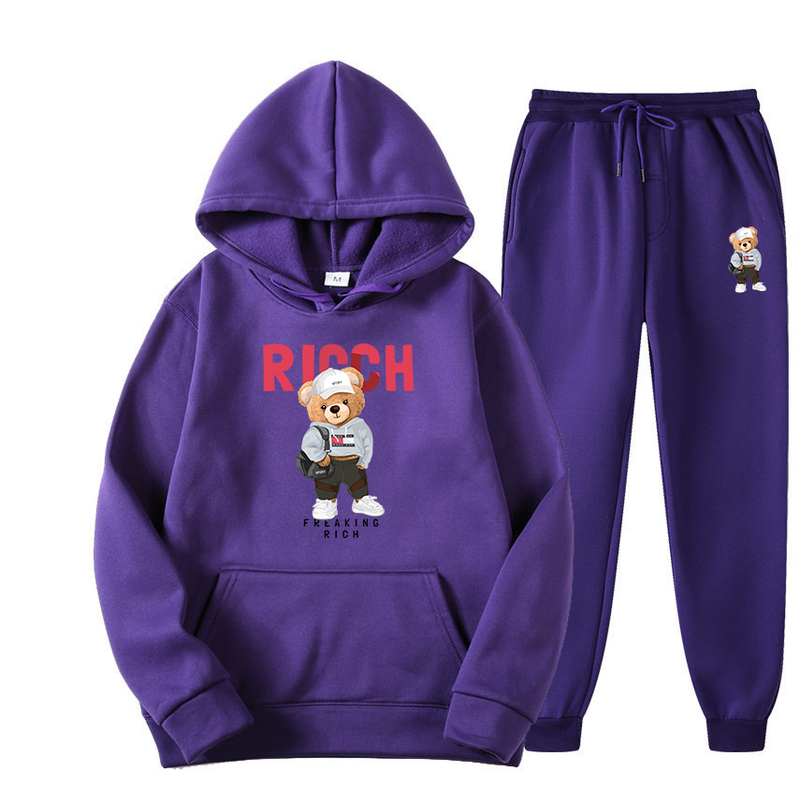 Spring and Autumn Men's Sweater Hoodie Set New Plush Sweater Women's Hip Hop Print_voghion.com
