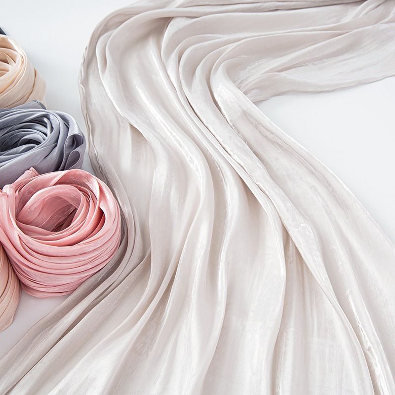 Novo lenço longo de seda brilhante e respirável, estilo transfronteiriço, com estampa de chiffon, cor sólida, simples, malaio, indonésio, para mulheres_voghion.com