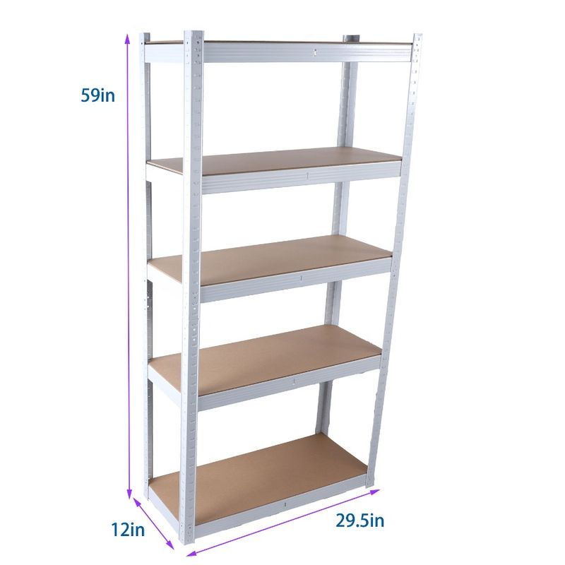 Scaffali per organizzazione Unità 5 ripiani pesanti bianchi per garage Scaffali per stoccaggio di utilità regolabili Scaffale per servizio Scaffale multiuso in metallo laminato_voghion.com