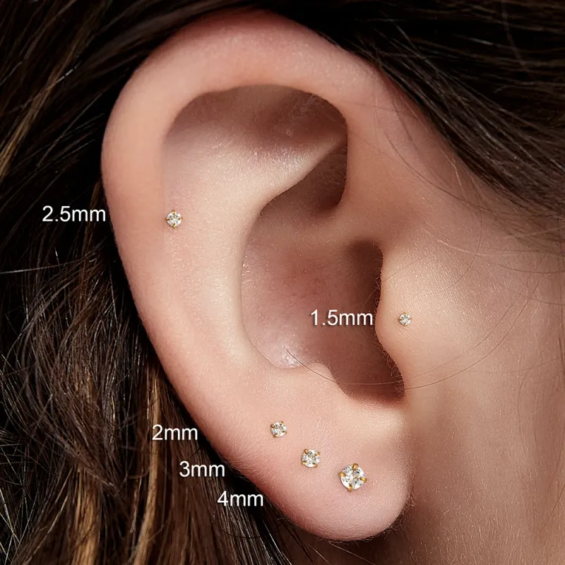 2/6 pezzi orecchini in acciaio inossidabile perno naso cartilagine piercing gioielli elica trago labbro posteriore piatto piccoli orecchini per donne 18G_voghion.com