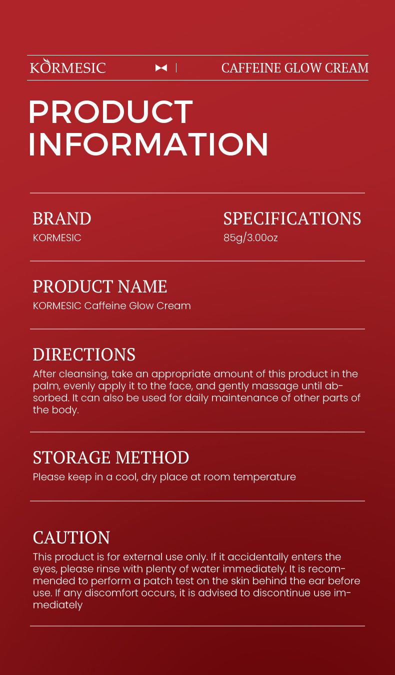 KORMESIC Caffeine Glow Cream 85g Facial Cream Facial Care_voghion.com