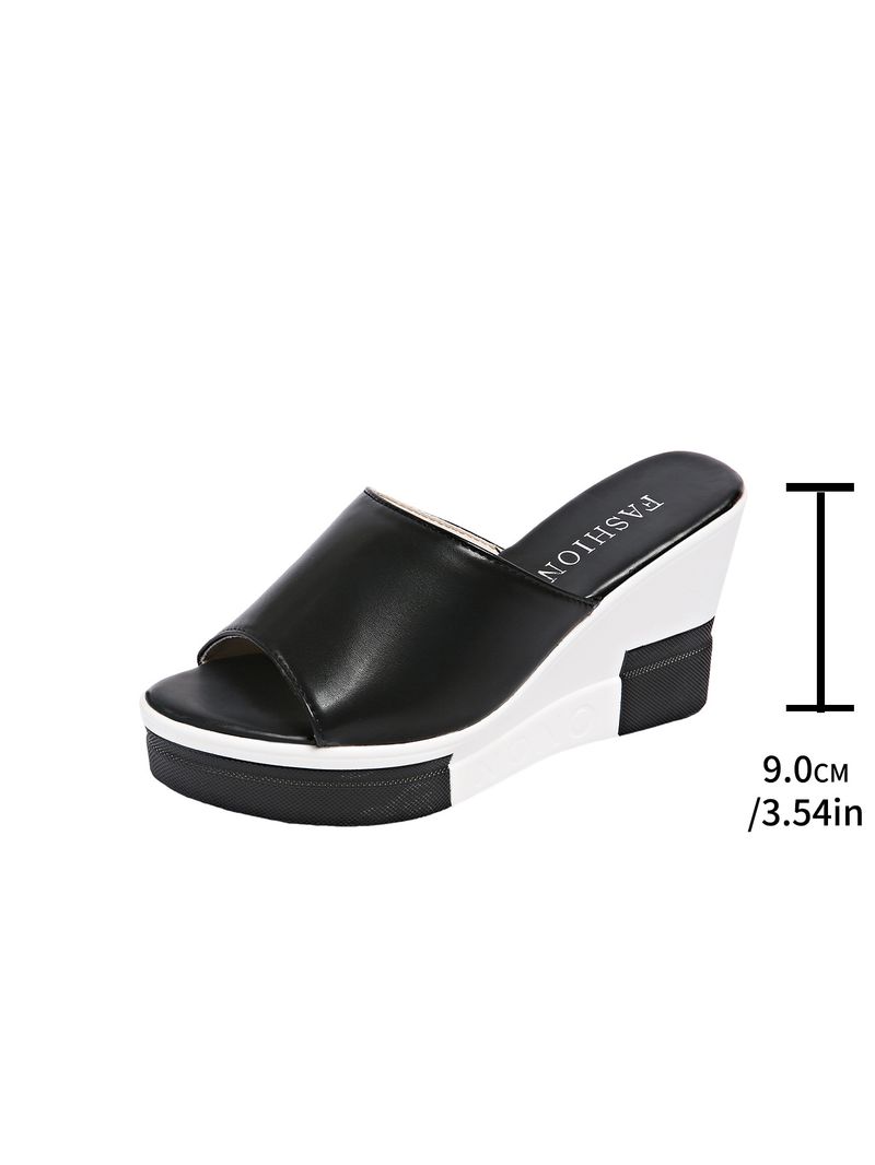 Nouvelles tongs confortables à talons hauts et semelles compensées de couleur unie_voghion.com