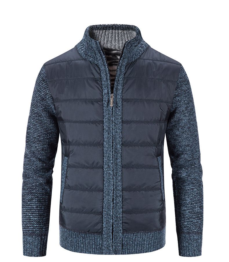 Cardigã masculino com gola alta, jaqueta slim fit e suéter de lã plus size_voghion.com