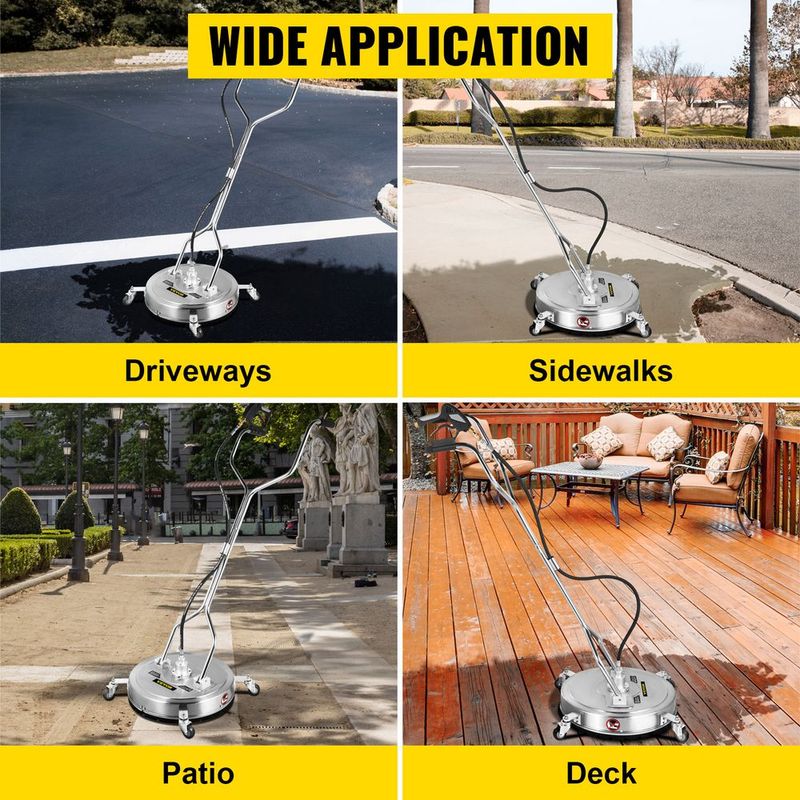 VEVOR Flat Surface Cleaner Pressure Surface Washer 24'' Max.4000 PSI Dual Handle_voghion.com