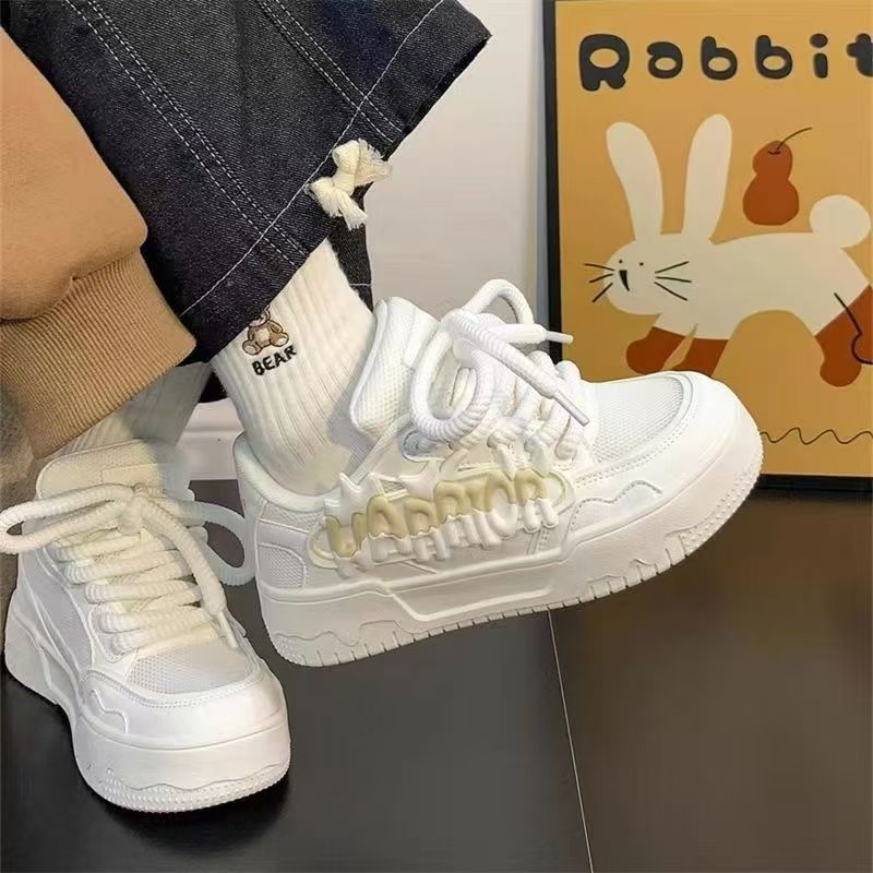 Sneakers basse da bambina, nuove di zecca, con lacci, suola spessa, scarpe casual per bambini, scarpe singole antiscivolo, Tide_voghion.com