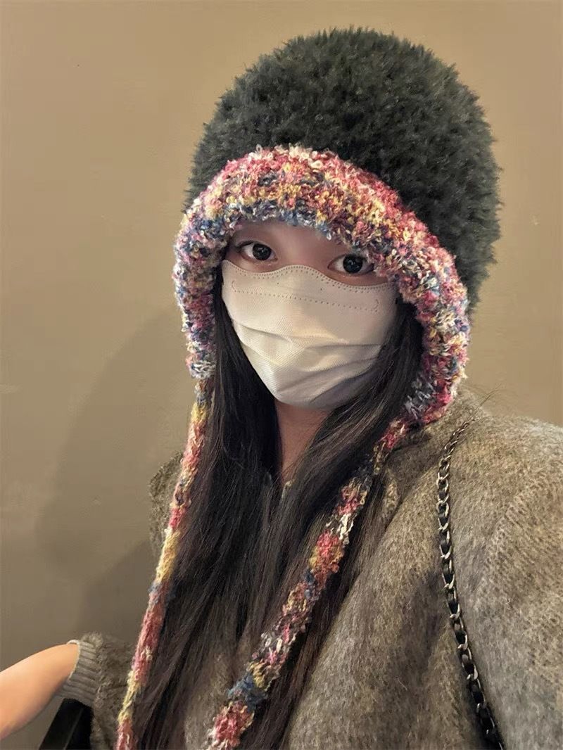 2024 Nuovo cappello lavorato a maglia con testa grande fatto a mano per bambini autunno e inverno, cappello lavorato a maglia con protezione per le orecchie caldo e spesso, mostra le dimensioni del viso_voghion.com