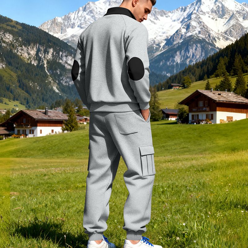 Schweres Winter-Outdoor-Arbeitskleidungsset für Herren, lässiges Jogger-Sweatshirt und Hosenset – entspannte Passform für Streetwear und Pendeln_voghion.com