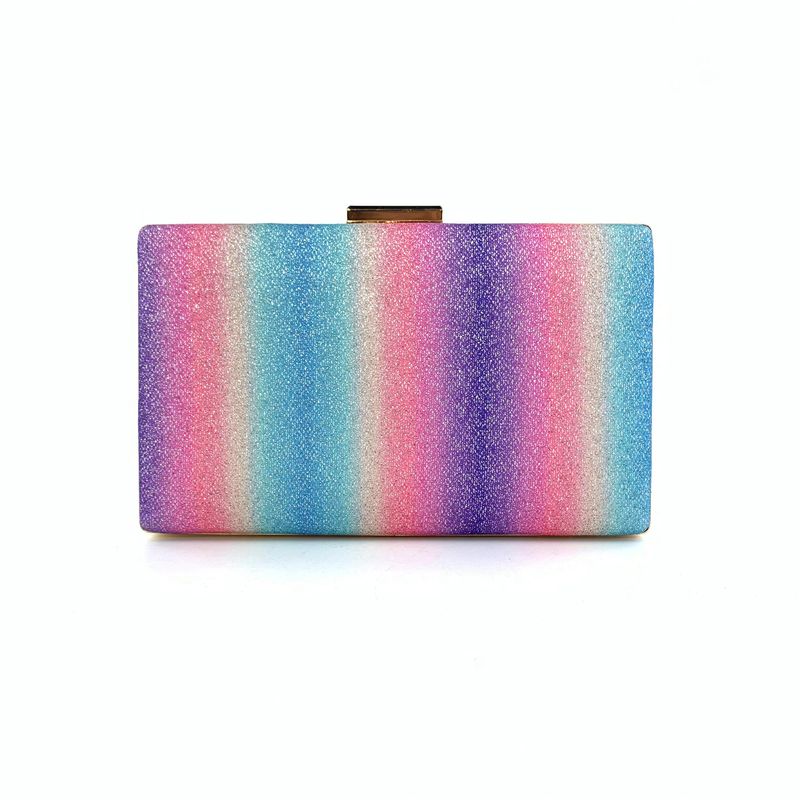 Hengmei 2021 New Sequin Rainbow Women's Evening Colorful Small Square Clutch Bag_voghion.com