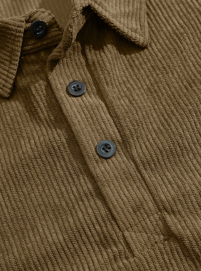 Cord-Poloshirt für Herren – Streetwear-Sweatshirt zum Knöpfen in Grau, Schwarz und mehr Herrenbekleidung_voghion.com