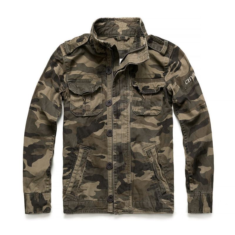 Herren Herbst Militär Arbeitskleidung Outdoor Wandern Jeansjacke Camouflage Plus Size New Style_voghion.com