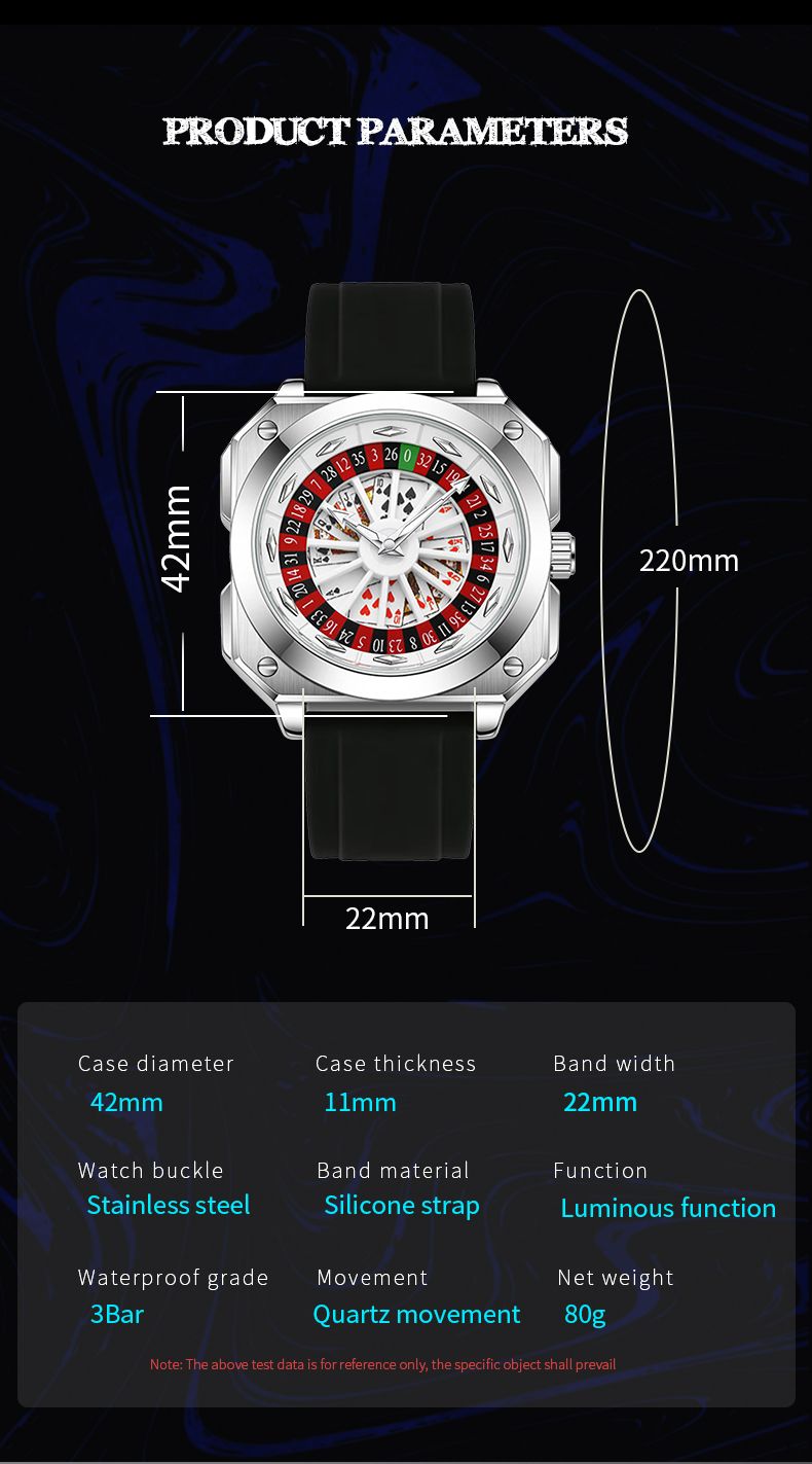 2025 neue Herren Roulette Uhr VA VA VOOM Marke Original Sport Stil Mode Silikon Strap Nacht Licht Quadrat Geschenk Uhr Für männer_voghion.com