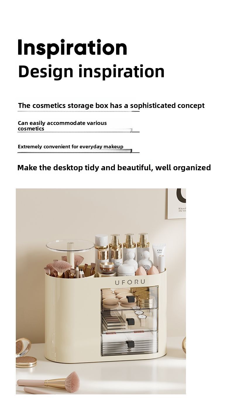 Drawer-style Organizer Desktop Vanity Multi-functional Cosmetic Makeup Brush Storage Rack Lipstick Jewelry Box_voghion.com