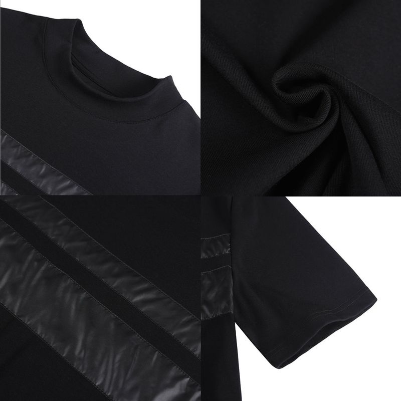 2024 Summer New Men's Short-sleeved T-shirt Chest Patch Contrasting Color Men's Elastic Half-sleeved Bottoming Shirt Round Neck Tide_voghion.com