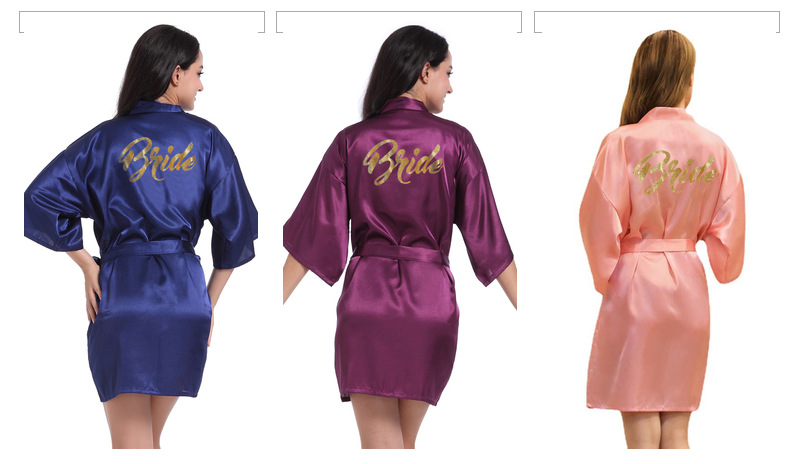 Dámské spodní prádlo a pyžama, svatební župany s ražbami a zlatým písmem, noční košile pro nevěstu, dámské letní tenké kardigany, luxusní ranní šaty pro nevěstu_voghion.com
