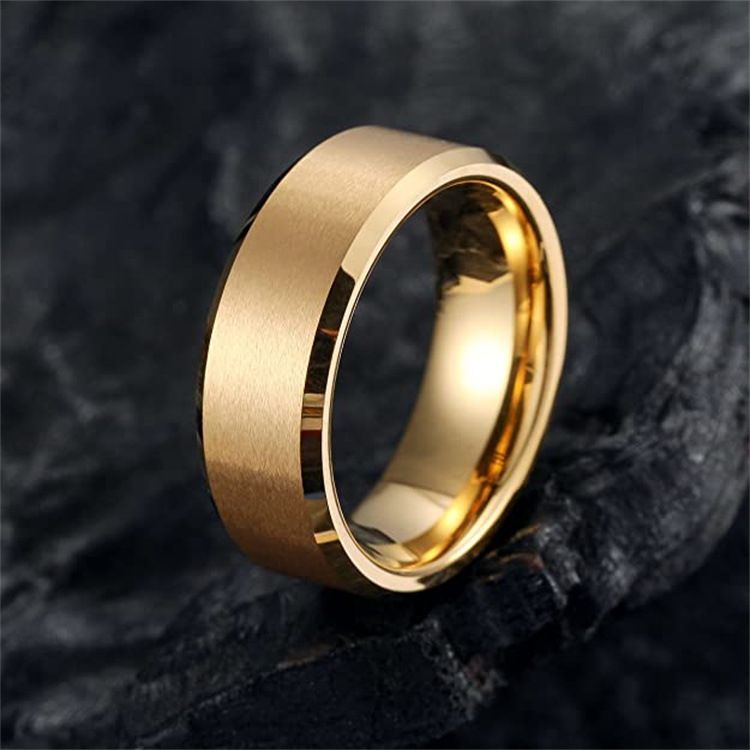Anello unisex in acciaio al tungsteno smussato, con finitura spazzolata, da uomo, 2/4/6/8/10 mm_voghion.com