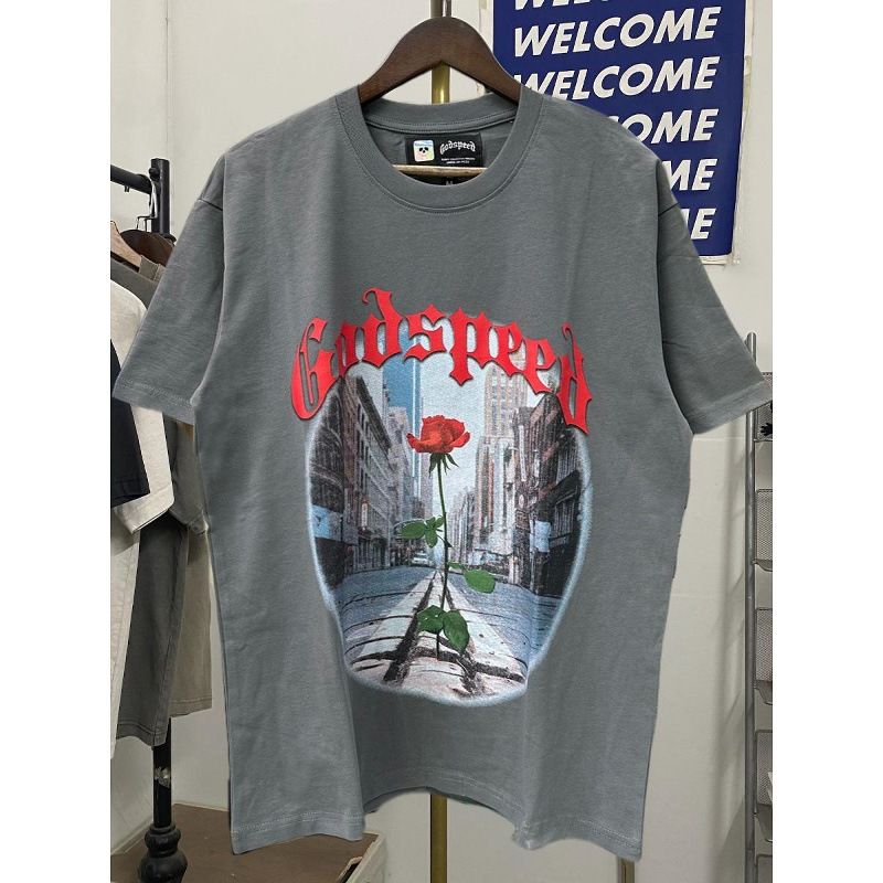Maglietta casual a maniche corte da uomo con stampa Godspeed Skull, Dream Team, Statua della Libertà, di alta qualità_voghion.com
