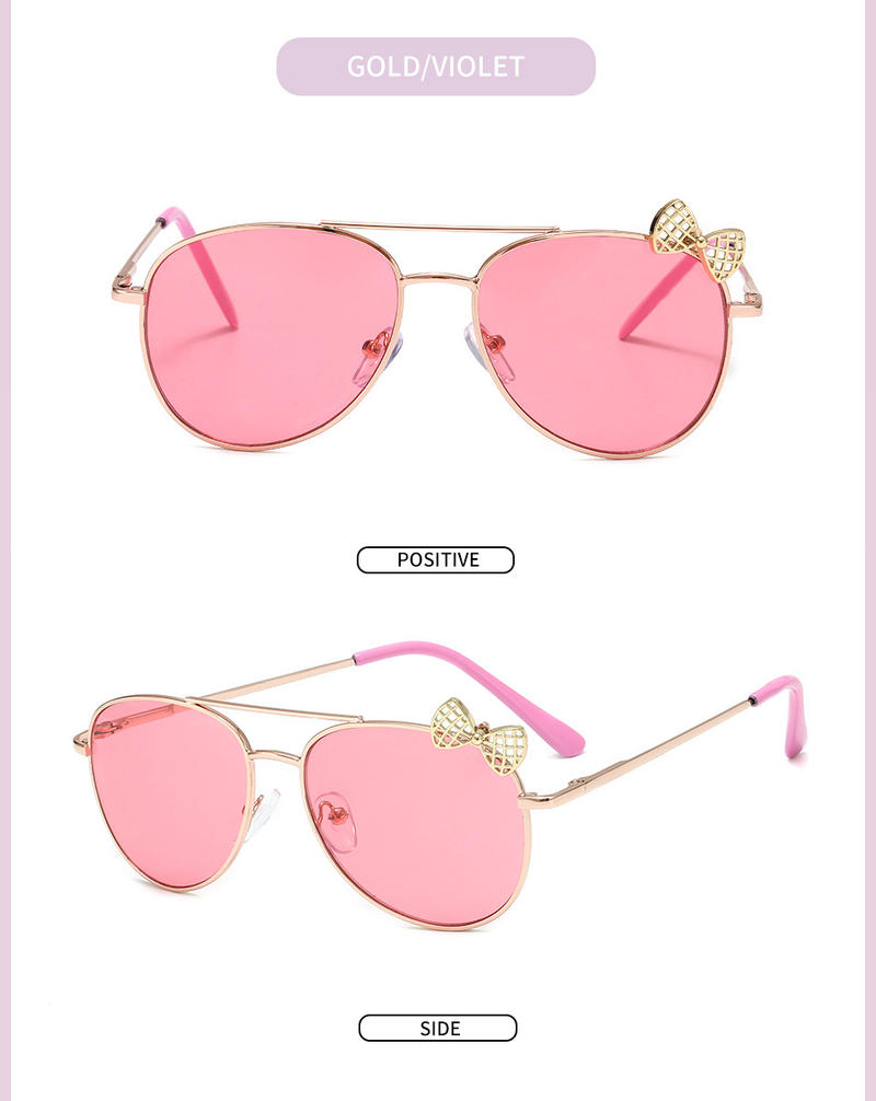 Occhiali da sole per bambini con fiocco rotondo montatura in metallo Occhiali da sole per bambini Moda Ragazze Simpatici occhiali rosa Occhiali da ciclismo per esterni_voghion.com