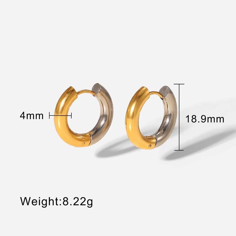 Orecchini a cerchio unisex placcati in oro, stile INS, in acciaio inossidabile, spessi 4 mm_voghion.com