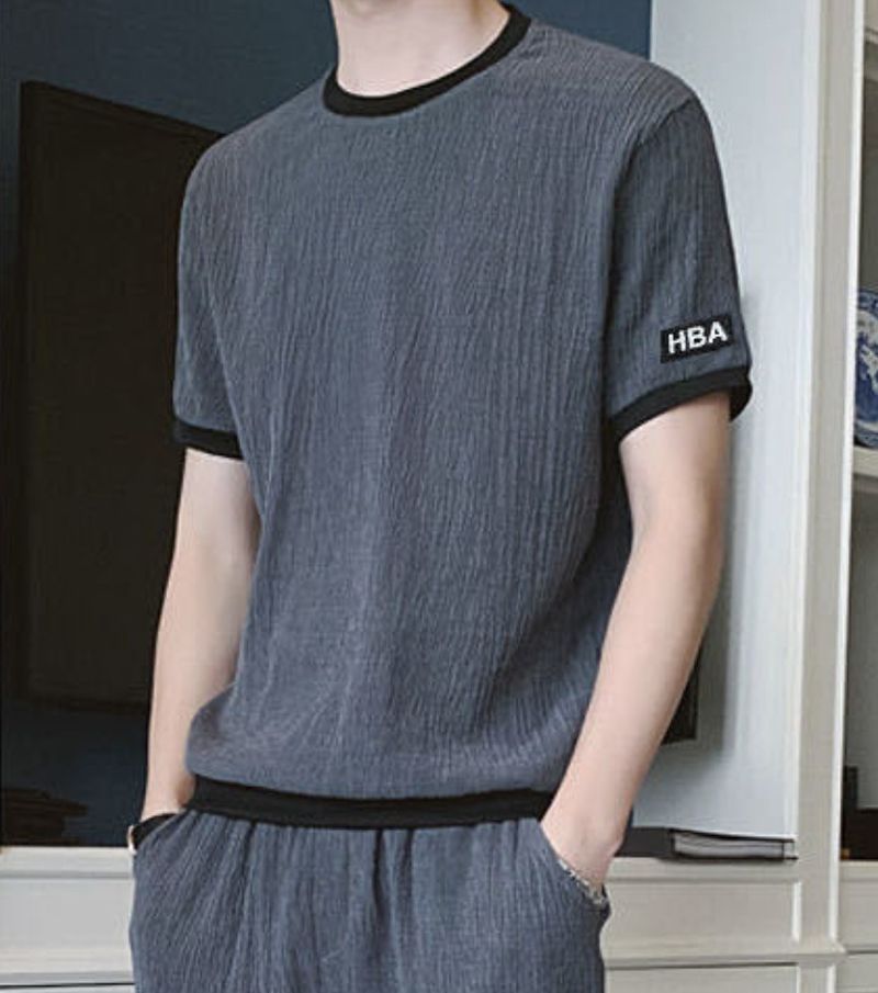 Ανδρικά Ρούχα Μεταξωτό Κοστούμι Ice, Χαλαρό, Μεγάλο Μέγεθος, Casual, Αθλητικό Κοστούμι, Κοντό Παντελόνι, Δύο Τεμαχίων_voghion.com