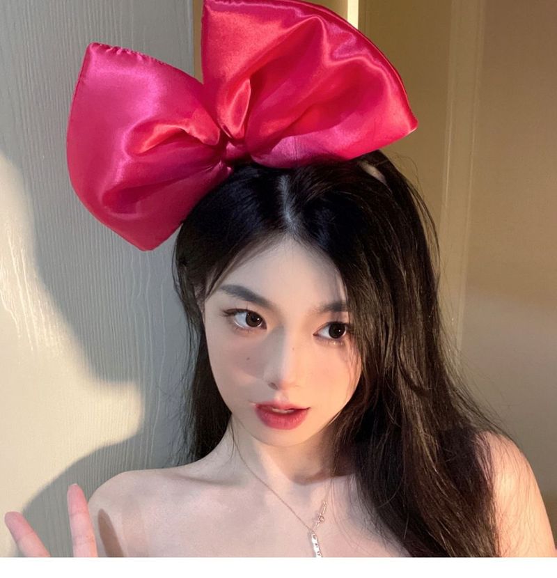 Extra großes rotes Schleifen-Stirnband für Mädchen, Sommer-Accessoires, koreanische Internet-Berühmtheit, übertriebenes Ornament im Wald-Stil_voghion.com