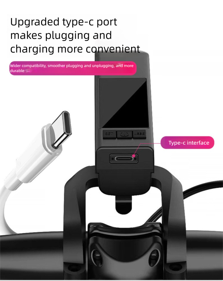 2023 Nuovo misuratore di codice wireless per bicicletta tre in uno, clacson di tipo C, lampada per mountain bike multifunzione_voghion.com