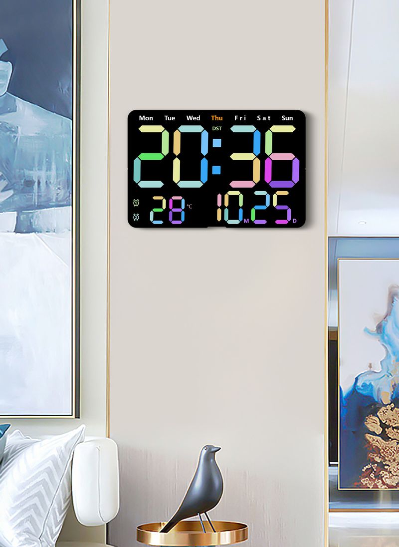 Nowy cyfrowy elektroniczny zegar ścienny LED z alarmem do salonu, prosty, tygodniowy, duży ekran, cichy 6652_voghion.com
