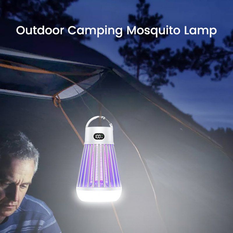 USB Bug Zapper, Mosquito Killer Lamp, Portable Hanging Loop Bug Zapper, IPX5 Waterproof, 2000mAh Fly Zapper For Summer Trip, Outdoor Camping Black_voghion.com