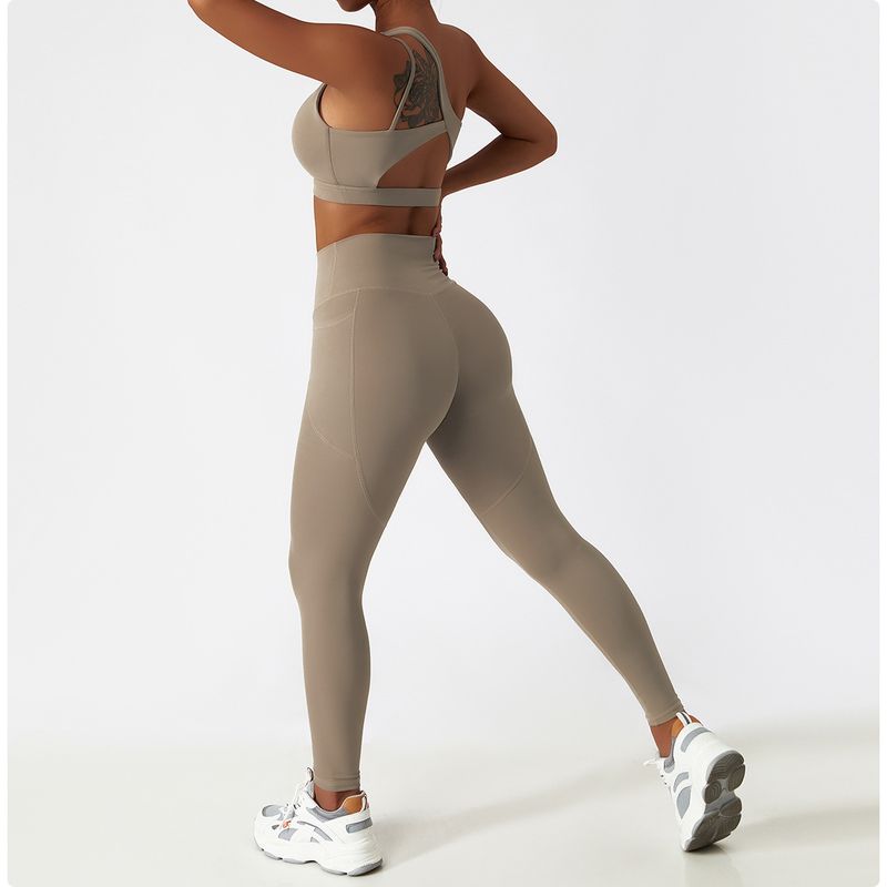 Ensemble de yoga respirant et à séchage rapide avec poche – Tenue de course et de fitness sans coutures pour femme_voghion.com