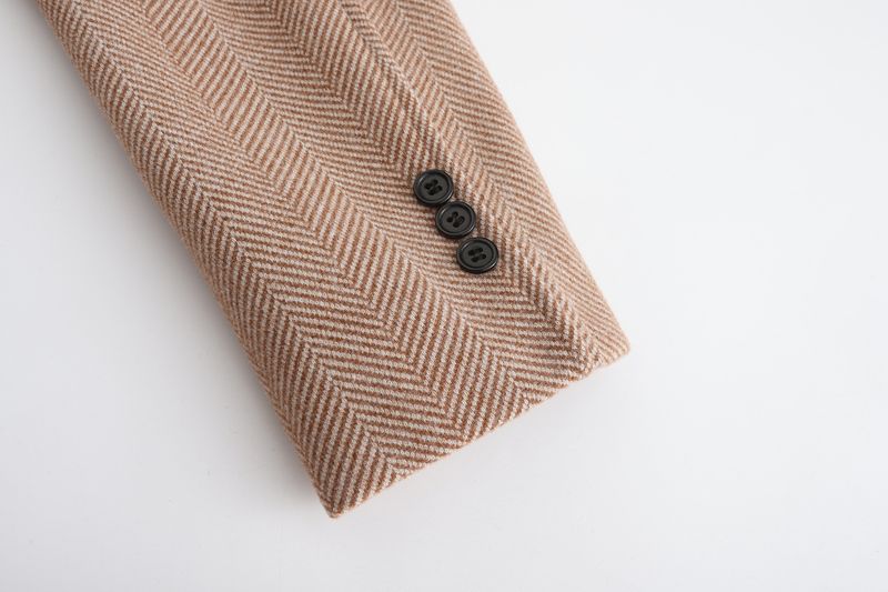 Herrenbekleidung Spot Herren Mittellange Woll- und Baumwolljacke Plaid Zweireihiger Wollmantel Herren_voghion.com