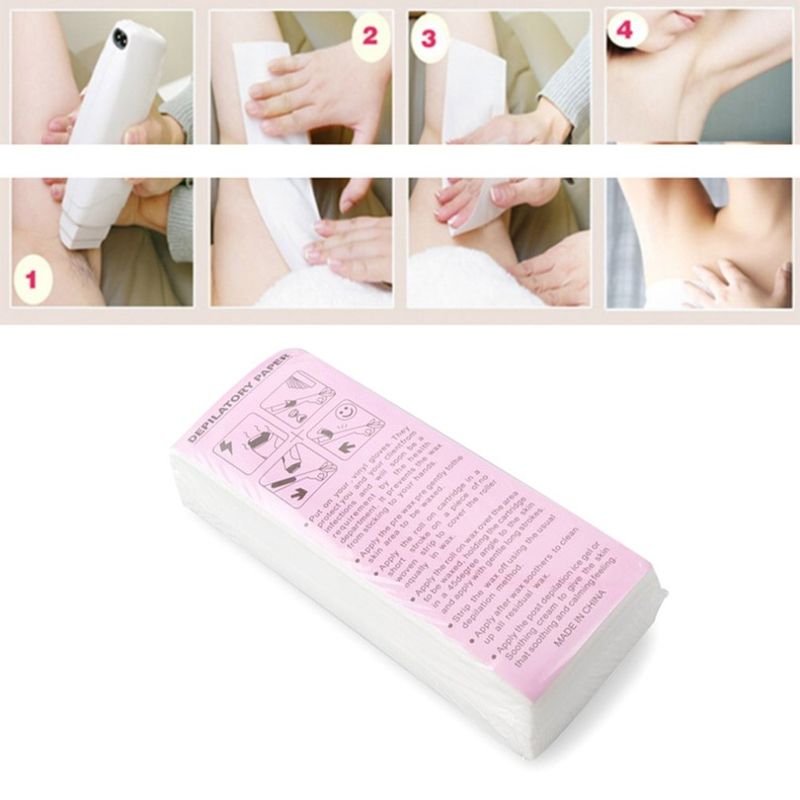 100 Stéck Hoerentfernungswachsstreifen fir Gesiicht Kierper Entharungswachs fir Epilator Vliespabeier Roll-On Patrounestreifen fir Entharung_voghion.com