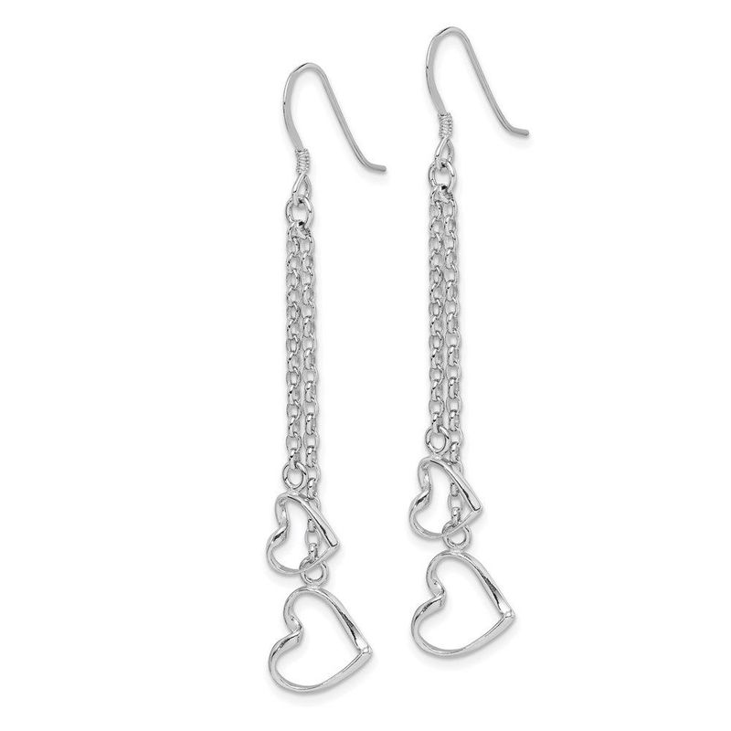 Sterling Silver Rhodium-plated Heart Dangle Shepherd Hook Earrings_voghion.com