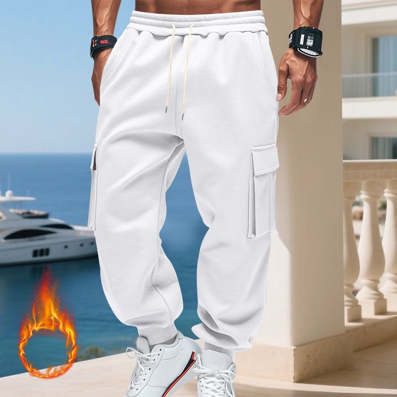 Pantaloni cargo da uomo foderati in pile - Jogger casual caldi invernali con tasche multiple, vestibilità ampia, vita elastica, comodi ed eleganti per l'uso quotidiano_voghion.com