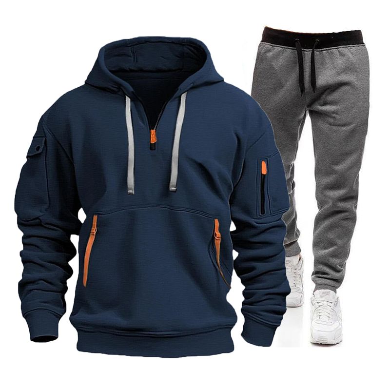 Men's sports hoodie suit zipper hoodie suit hoodie pant two sets_voghion.com