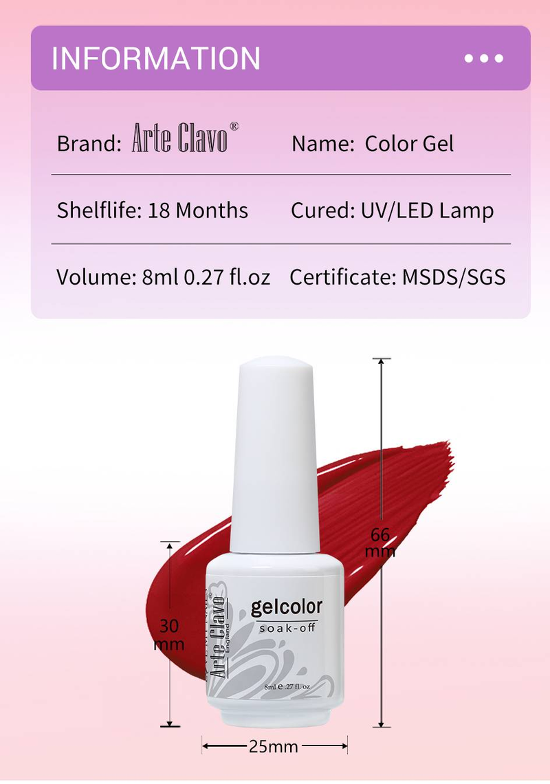 Arte Clavo 6-teiliges Gel-Nagellack-Set, semipermanentes Hybrid-Gel-Lack-Set, Basis- und Decklack, Soak-Off-UV-LED-Nagelgel-Kits, 8 ml_voghion.com