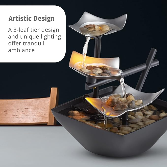 Fontana da tavolo, macchina per suoni rilassanti per la casa, pompa automatica, bacino profondo e fiume naturale, spazio di relax zen al chiuso_voghion.com