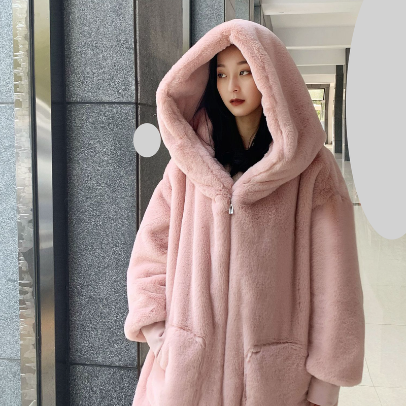 Damenbekleidung Herbst und Winter Neue Rex Kaninchenfell Dicker Langer Pelzmantel Mit Kapuze Pelzmantel Für Frauen_voghion.com