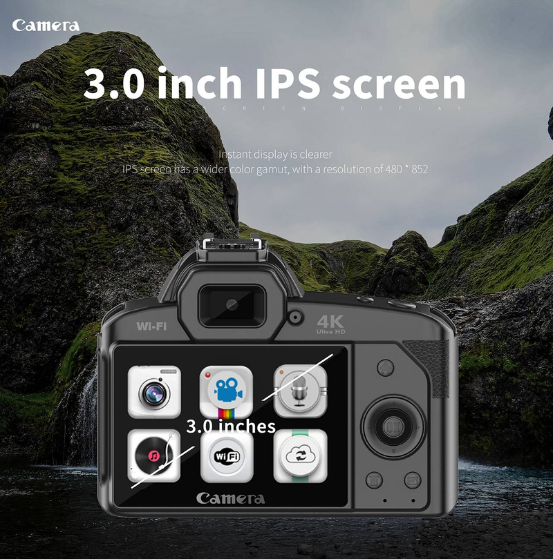 Nueva cámara de vídeo digital D5 HD WiFi DSLR 4K con doble cámara de 64,0 millones de píxeles y visión nocturna._voghion.com