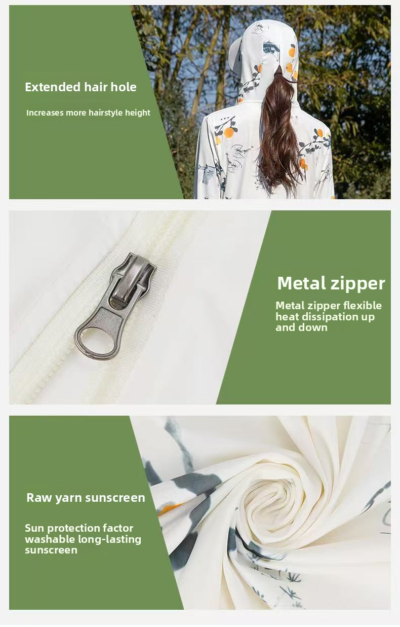 UPF50+ Full-Length Sun Protective Suit For E-Bike Riding - Lightweight UV Protection Jacket With Face Mask & Long Sleeves_voghion.com