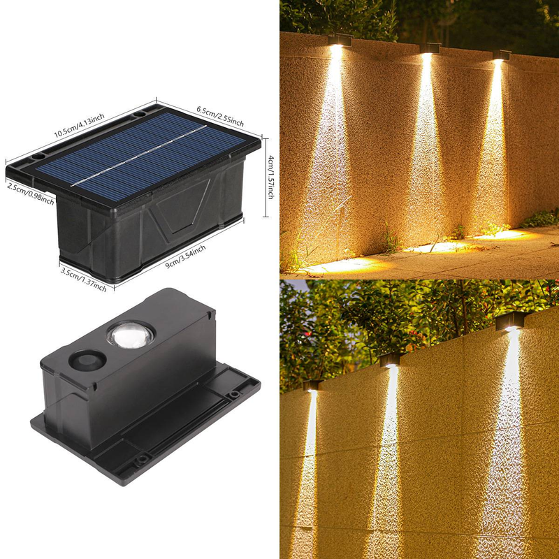 Luci solari per gradini, luci da giardino impermeabili per esterni con accensione/spegnimento automatico, LED bianco caldo per illuminazione di patio, vialetti, terrazze e recinzioni._voghion.com