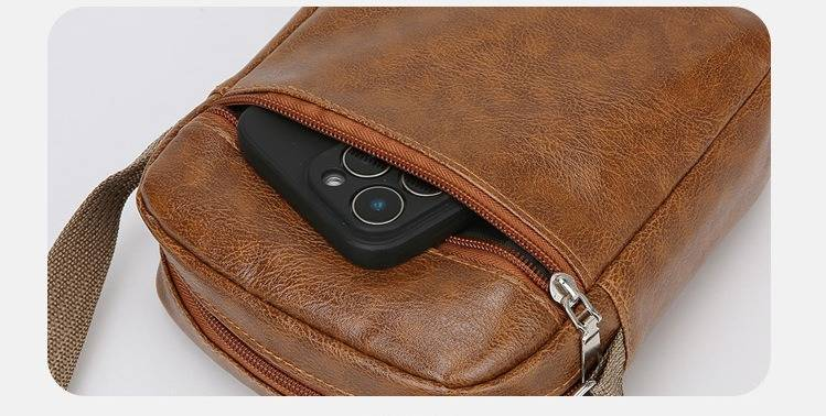 Borsa a tracolla vintage in pelle PU per uomo - Borsa a tracolla sottile e minimalista con tasca per telefono, leggera e resistente per l'uso quotidiano (nero, marrone chiaro, marrone)_voghion.com