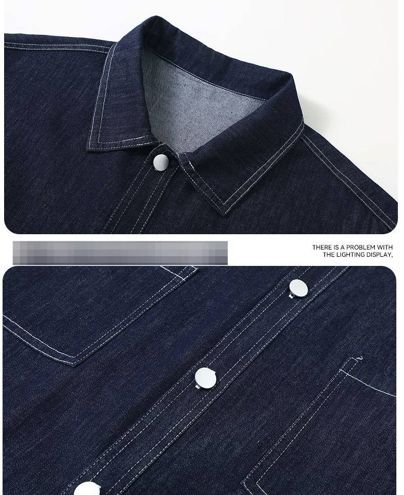 Men’s 100% Cotton Denim Shirt Jacket – Oversized Fit, Long Sleeve, Irregular Pockets, Relaxed Casual Style (4XL-11XL, Classic Denim Blue)_voghion.com