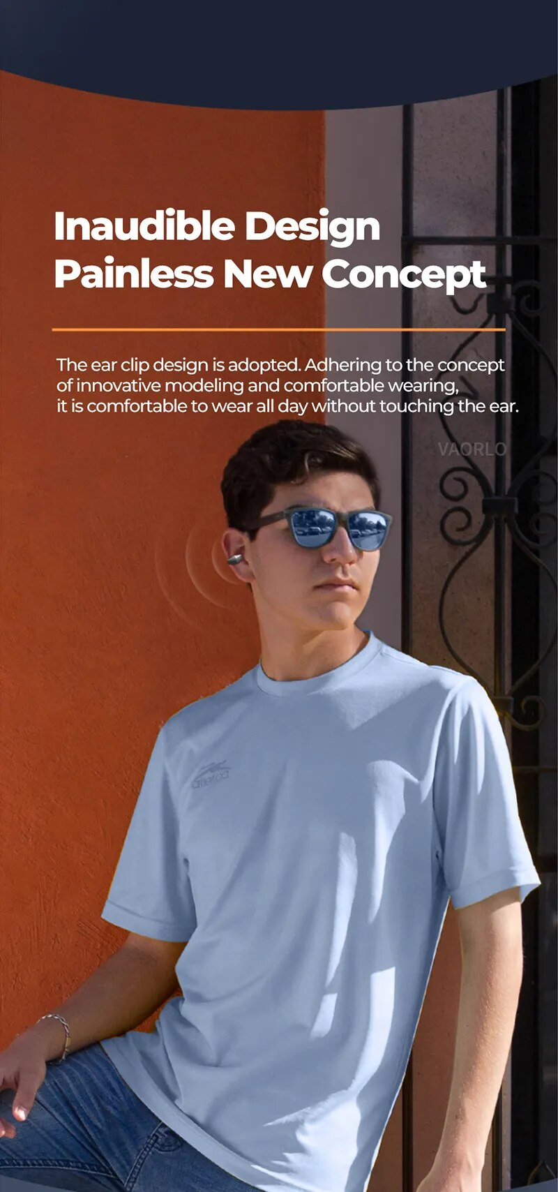 VAORLO TWS Wireless Headphones Bluetooth 5.2 Bone Conduction Earphones Earclip Design Touch Control LED Earbuds Sports_voghion.com