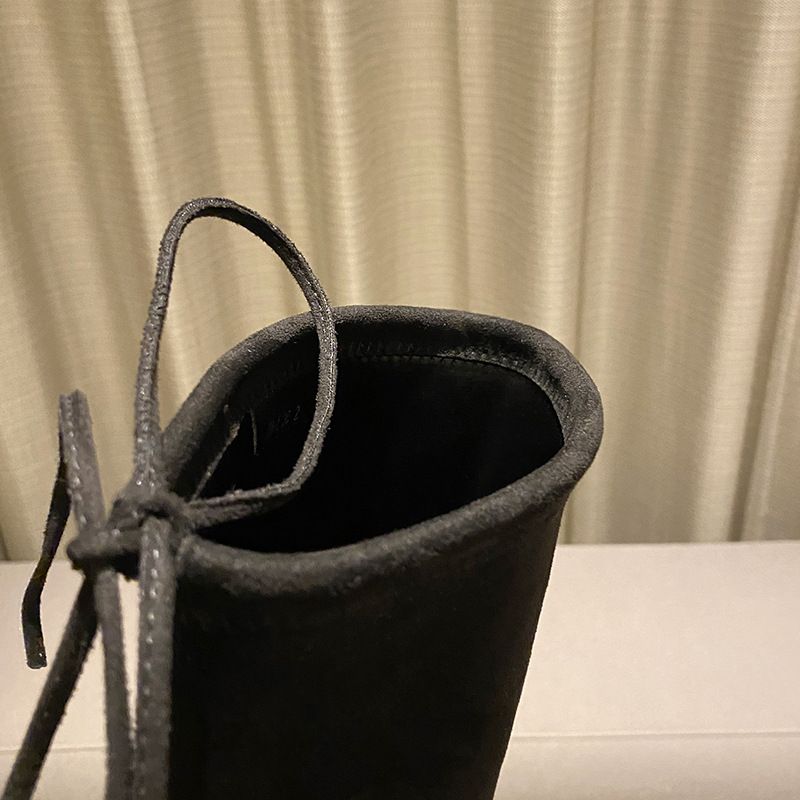 Overknee-Stiefel für Damen, mittelhoher Absatz, lange Länge, Stretch-Stiefeletten, schmale Passform_voghion.com