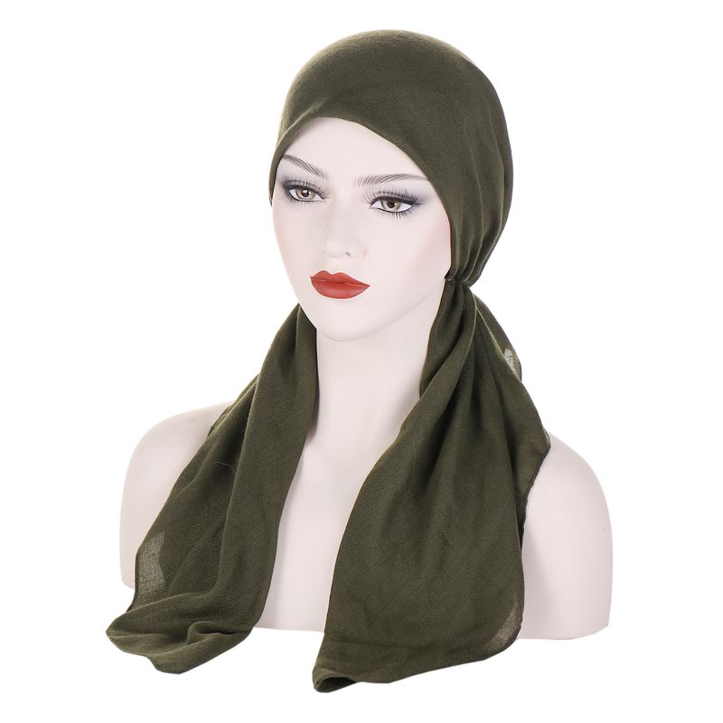 Cappello turbante in cotone e lino tinta unita, versatile cappello a coda lunga curvo quotidiano da donna in tutte le stagioni_voghion.com